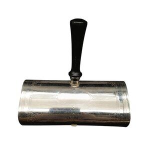 Antique P & B Silverplate Crumb Catcher with Black Handle & Ornate Detailing
